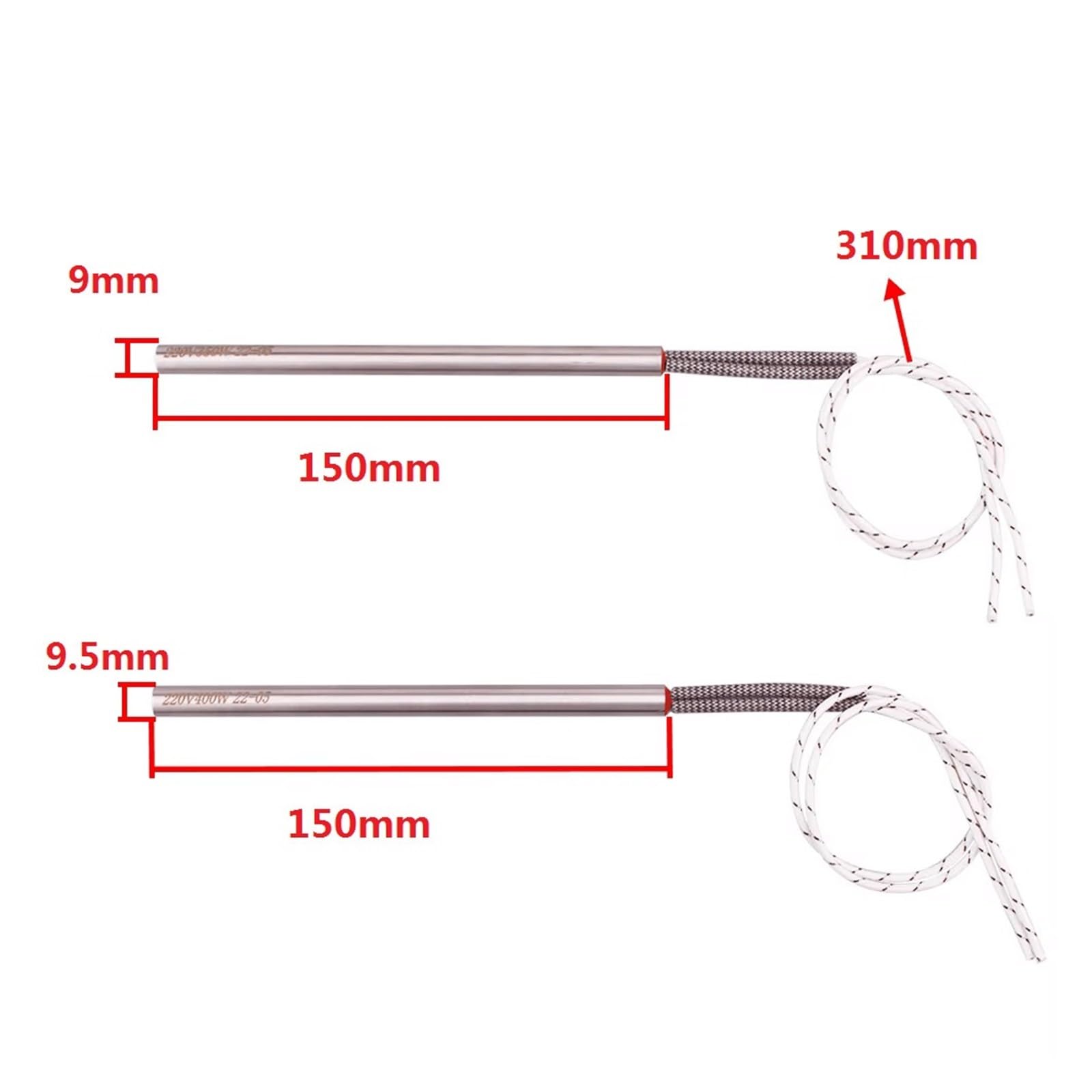 eufeifeiegds Pièces détachées for poêle à granulés 220 V 350 W/400 W : cartouche d’allumage, élément chauffant tubulaire en acier inoxydable 9 x 150 mm/9,5 mm(10 Pcs,350w 9x150mm)