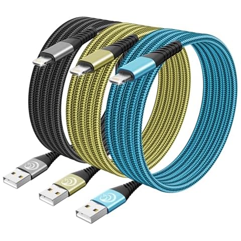 3Pack iPhone Charger 6ft, [Apple MFi Certified] Lightning Cable Fast Charging 6 Feet, Nylon Braided iPhone Cable Long iPhone Charger Cord Compatible with iPhone 14 13 Pro Max 12 Mini 11 Xs SE/iPad Cover