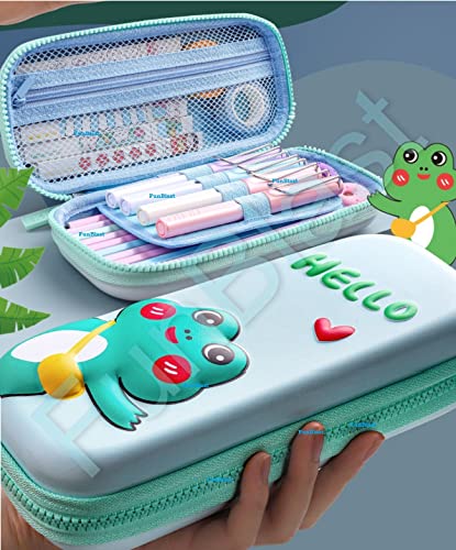Image of FunBlast Eva Pencil Pouch For Kids,Multi-Purpose Zipper Pencil Case,Pencil Box For Boys,Pen & Pencil Pouch Bag,Stationery Organizer For Kids,3D Hardtop Canvas Pencil Case Hello Frog (Multicolor)
