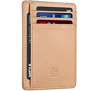 GH GOLD HORSE Slim RFID Blocking Card Holder Minimalist Leather Front Pocket Wallet for Women