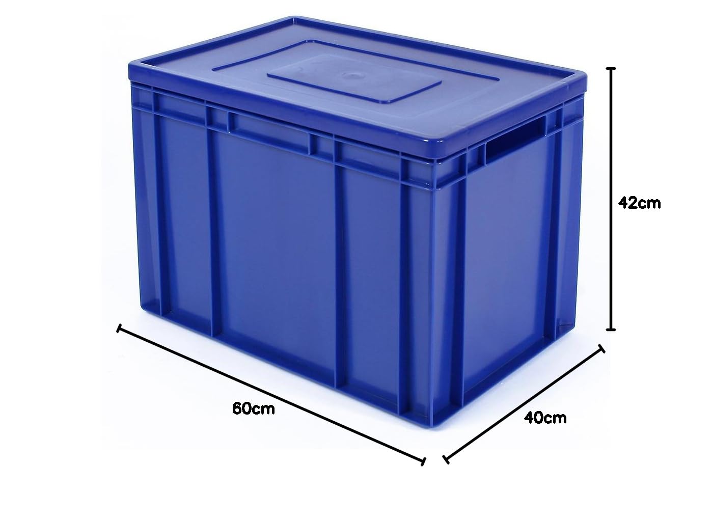 BRB Stapelbehälter mit Deckel, Industriequalität, Euro-Maß LxBxH 600x400x420 mm, 83 Liter, lebensmittelecht (blau)