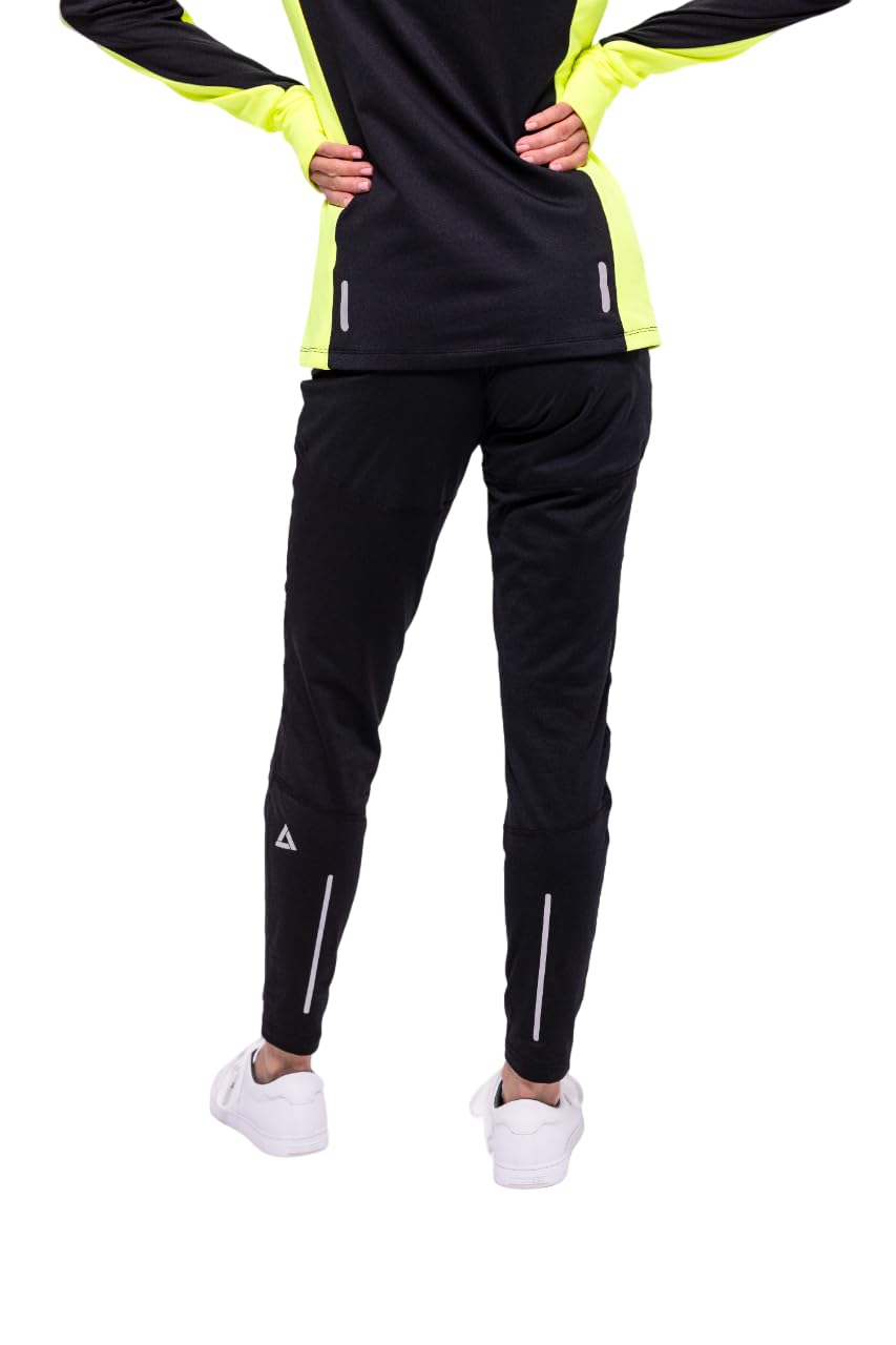 Airtracks Damen Winter Funktions Laufhose Lang Pro Line - Thermo Running Tight - Lauftight - Warm - Atmungsaktiv - Reflektoren