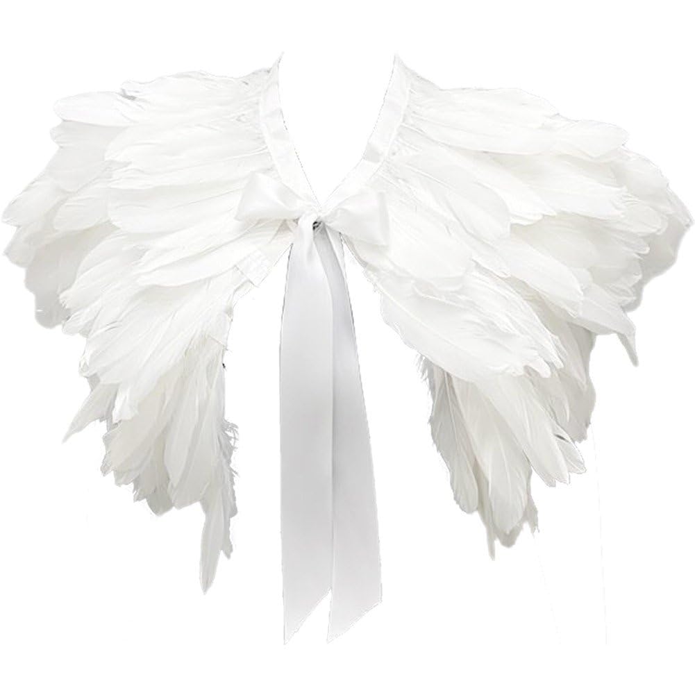 Sanfly Gothic Feather Cape Fancy Dress Feather Poncho Cape Halloween Cosplay Feather Shawl Dress Up Costume Accessories