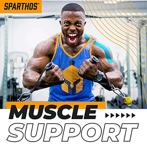 Sparthos Kinesiology Tape - Incredible Support For Athletic Sports And Recovery - Free Kinesio Taping Guide! - Wrap Neck Body Pain Skin Strips Medical Water Proof Boobtape Pro - Uncut (Pale Pink) #TOP4