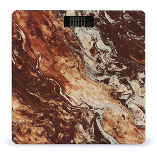 Balanza Digital de Baño de Vidrio Templado Marrón Mármol