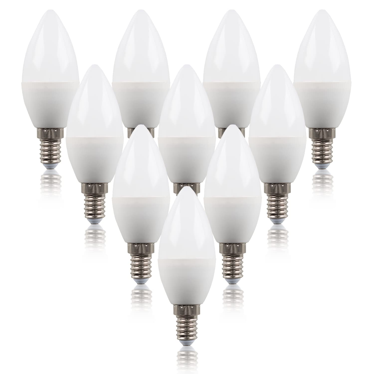 Valuelights Unisex White E14 Pack Of 10 4W Candle Warm Led Bulbs