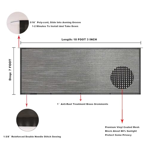 Image of RV Awning Mesh Sun Shade Screen for Motorhome Camper Trailer Sunshade