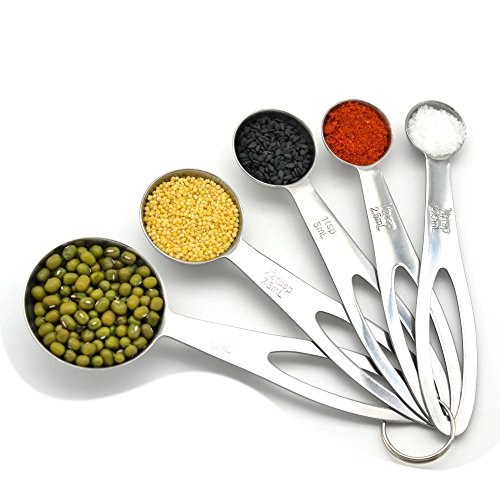 Enflex Stainless Steel Measuring Spoons, Set of 5 Spoons for Measuring Dry and Liquid Ingredients