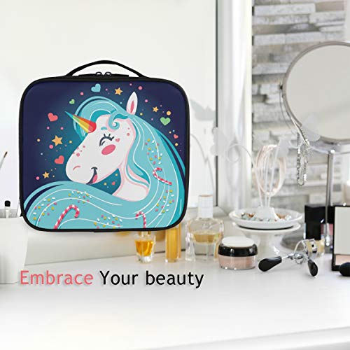 Sac cosmétique licorne à compartiments modulables pour maquillage - 7