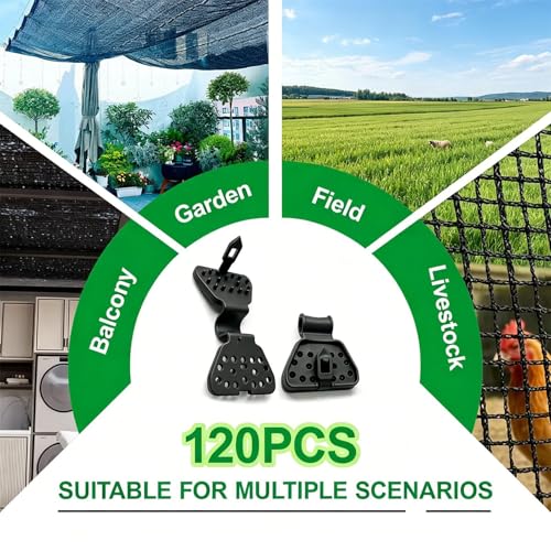 Image of 120 PCS Shade Cloth Clips 2026 New Shade Clamps,Garden Net clamps,Reusable Dual-buckle Tarp Clips Heavy Duty Lock Grip for Garden Patio,Fence Mesh fabric fasteners