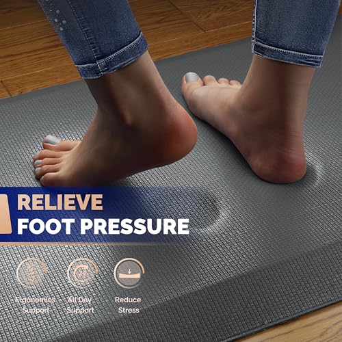 Image of FEATOL Anti Fatigue Mat for Standing, 9 /10 Extra Thick Ergonomic Standing Desk Mat, Comfort Memory Foam Standing Mat at Home,Office All Day (20 inch x 59 inch, Grey, 1PC)