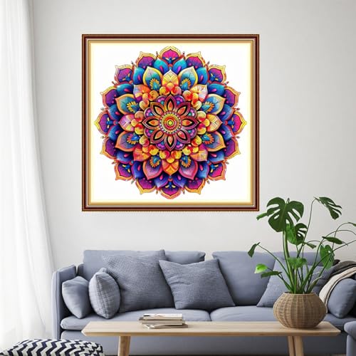 Image of Funchey Stamped Cross Stitch Kits, DIY Cross Stitch Pattern for Adults Beginners Needlepoint Kits Embroidery Kit Arts and Crafts 11CT-Magic Mandala 18x18 inch