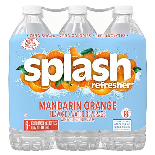 Image of Splash Refresher Mandarin Orange Flavored Water, 16.9 Fl Oz, Plastic Bottle, Pack of 12