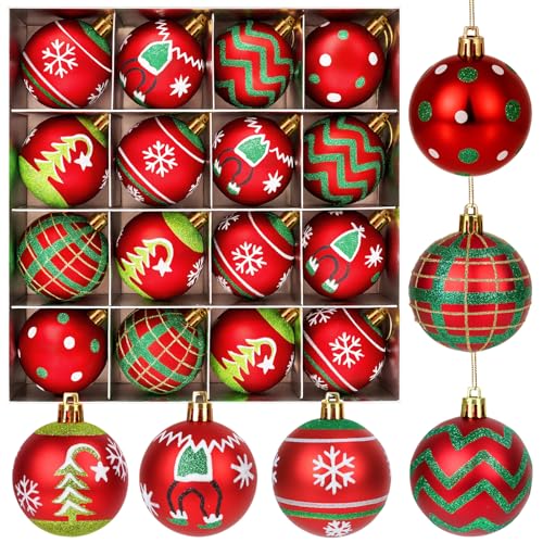 16 Stück Weihnachtskugeln Kunststoff Christbaumschmuck, 6 cm...