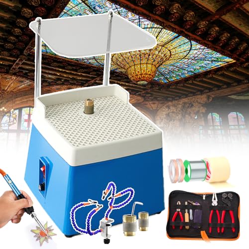 SICWEDIM Stained Glass Crafting Kit-Professional 12Pcs Mosaic&Stained Glass Crafting Tool Set with Automatic Water Glass Grinder with 5/8