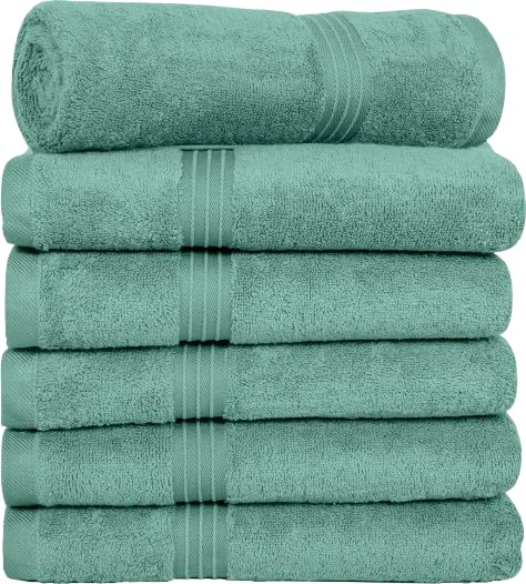 Bliss Casa - Large Hand Towels (6 Pack, 50 x 100 cm) - 100% Combed Cotton - Premium Quality, Ultra Soft and Highly Absorbent, Hotel & Spa Quality Hand Towels Mint 50 x 100 - 6 Pack
