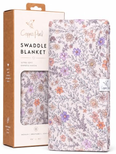 Image of Copper Pearl Swaddle Blankets for Newborns | Soft Stretchy Receiving Blankets for Boys and Girls | Large 46 x 46 Inch Baby Blankets | Lightweight and Breathable Swaddles | Flora
