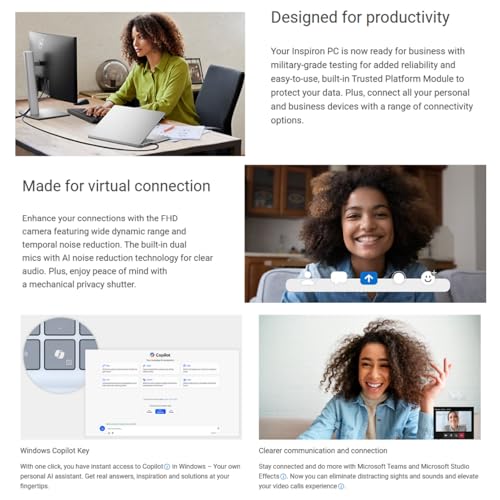 Image of Dell Inspiron 16 Business Touchscreen Laptop, 16 inch FHD+ Screen, AMD Ryzen 7-8840U(Up to 5.1 GHz), 64 GB DDR5, 4 TB SSD, Backlit KB, Fingerprint Reader, Windows 11 Pro