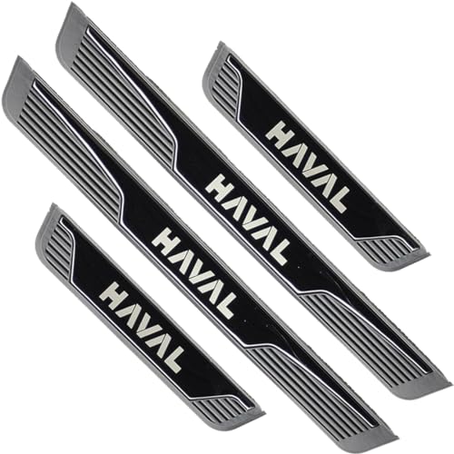 Stainless Door Sill Protector Kick Plate Entry Guard Kit for GWM Haval Jolion H6 GT 2024 Interior Accessory (Black Haval)