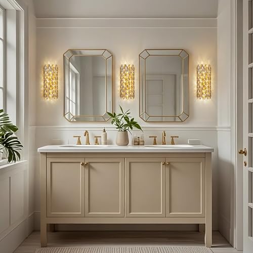 Image of Crystal Wall Sconces,Modern Gold Wall Light Fixtures,Luxury Indoor Wall Lamp,Vanity Wall Mount Lamps for Living Room,Bedroom,Bathroom,Bedside,Hallway,Stairway