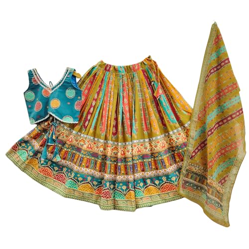 Image of Kids Lehenga Choli Set for Girls Rayon Printed Lehenga with Stylish Blouse & Georgette Dupatta | Ethnic Wear for Girls | Navratri, Wedding