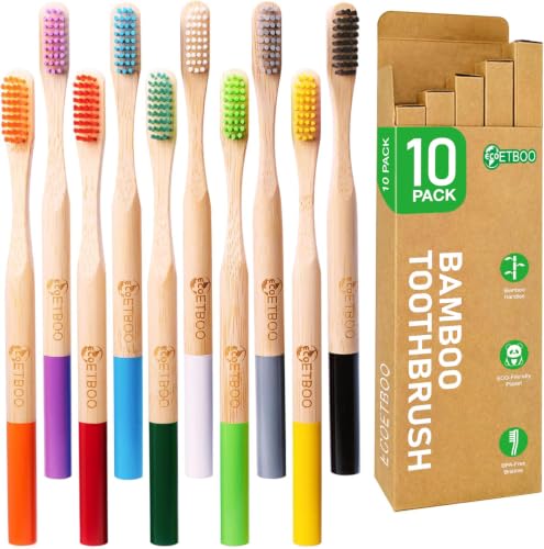 Bamboo Toothbrushes Medium Hard Bristles (10 Pack)