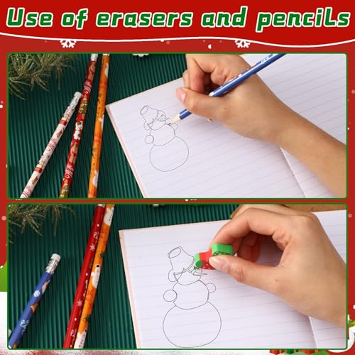 Set de 36 lápices de Navidad con gomas de borrar miniatura 4