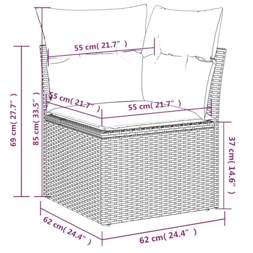 vidaXL Garten Ecksofa mit Kissen, Outdoor Sofa mit abnehmbarem waschbarem Bezug, Gartensofa mit abnehmbarem waschbarem Bezug, Gartencouch Gartenmöbel, Beige Poly Rattan