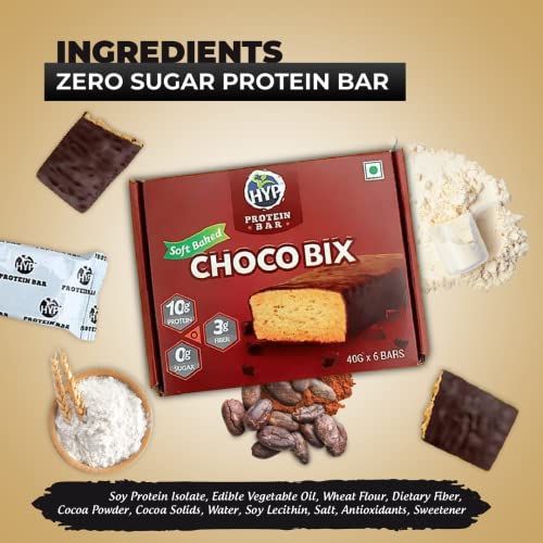Image of HYP Zero Sugar Protein Bar, Choco Bix | 10G Protein Energy Bar | Sugar Free Protein Bar With Dark Chocolate Coating | High Protein Bars With No Added Preservatives | Protein Snacks-40 Gm
