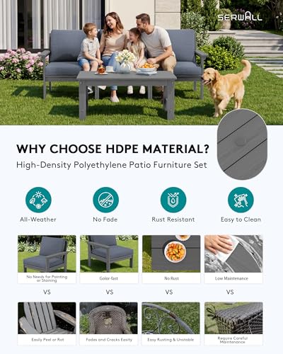 Image of SERWALL HDPE Outdoor Couch with Coffee Table