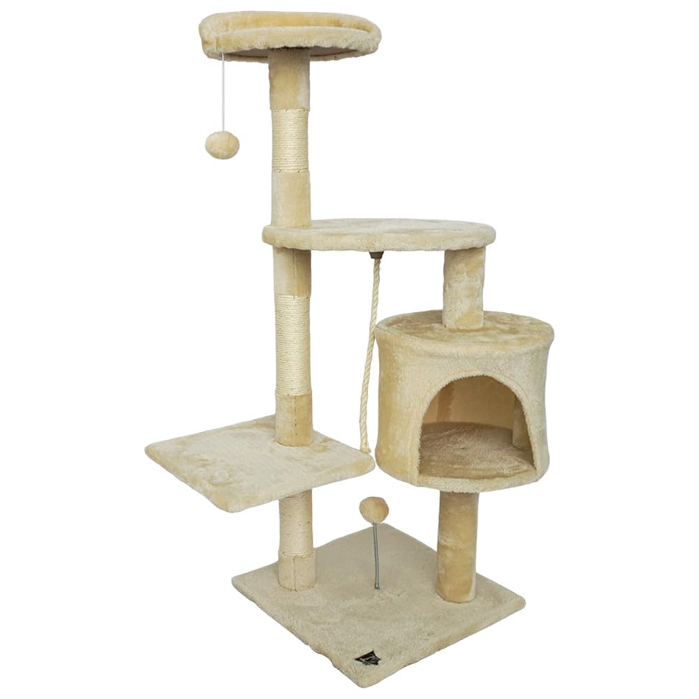 Athletic Rascador para gatos 112 x 40 x 40 cm – Máxima comodidad y diversión para tu gato – debajo de los lugares para dormir, cueva, plataforma, columnas para rascar para un cuidado óptimo de