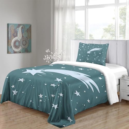Housses de couettes microfibre zip météore tombant 3D lit simple