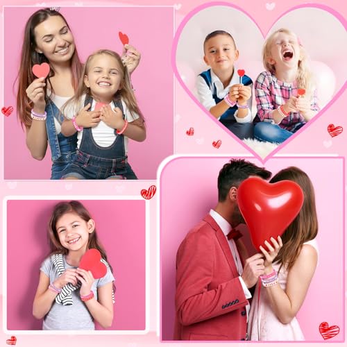 Image of JUNEBRUSHS 64Pcs Valentine's Day Party Favors Silicone Bracelets