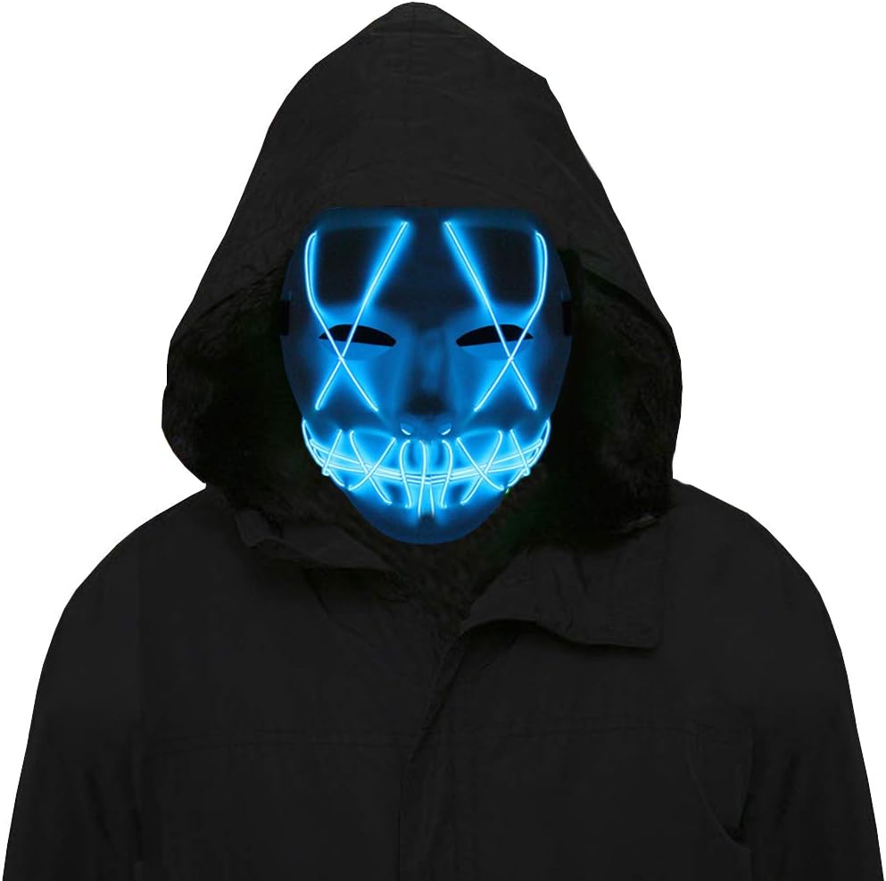 Oun Nana Light Up Halloween LED Lights Mask Halloween Costume Cosplay (Blue)
