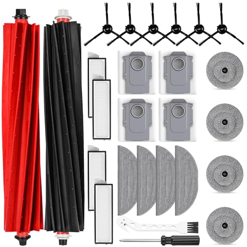 26 Stück Zubehör für Roborock S8 MaxV Ultra Saugroboter 2 Hauptbürste 4 Staubbeutel 4 Wischtücher 4 Seitenwischer 4 Filter 6 Seitenbürsten 1 Reinigungsbürste 1 Schraubendreher