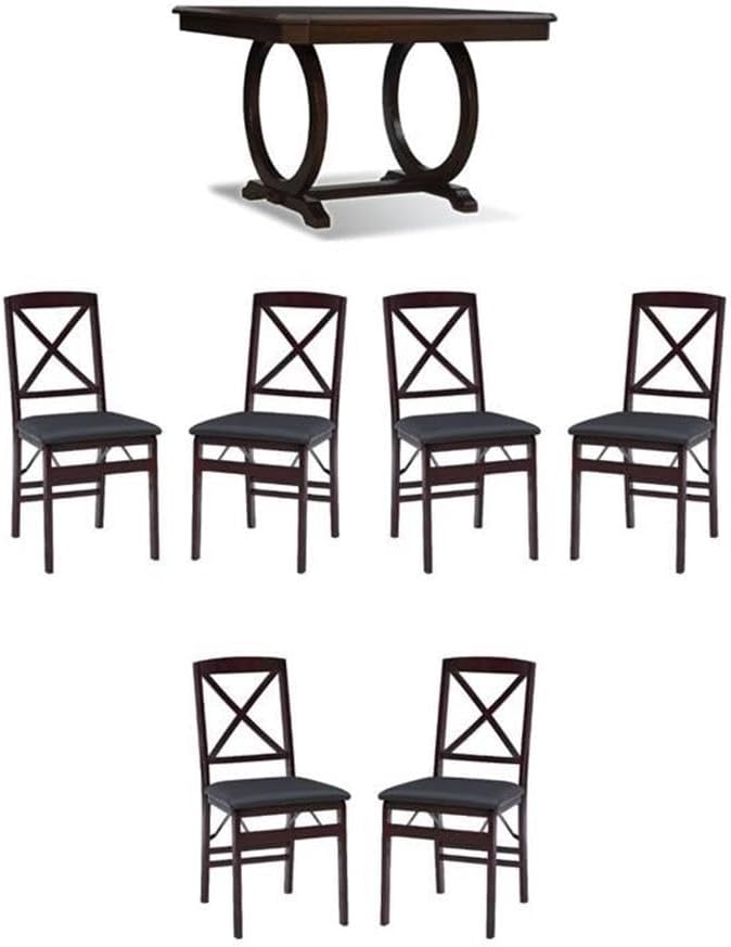 BOWERY HILL Dining Set of 6 Folding Chairs and Gathering Table