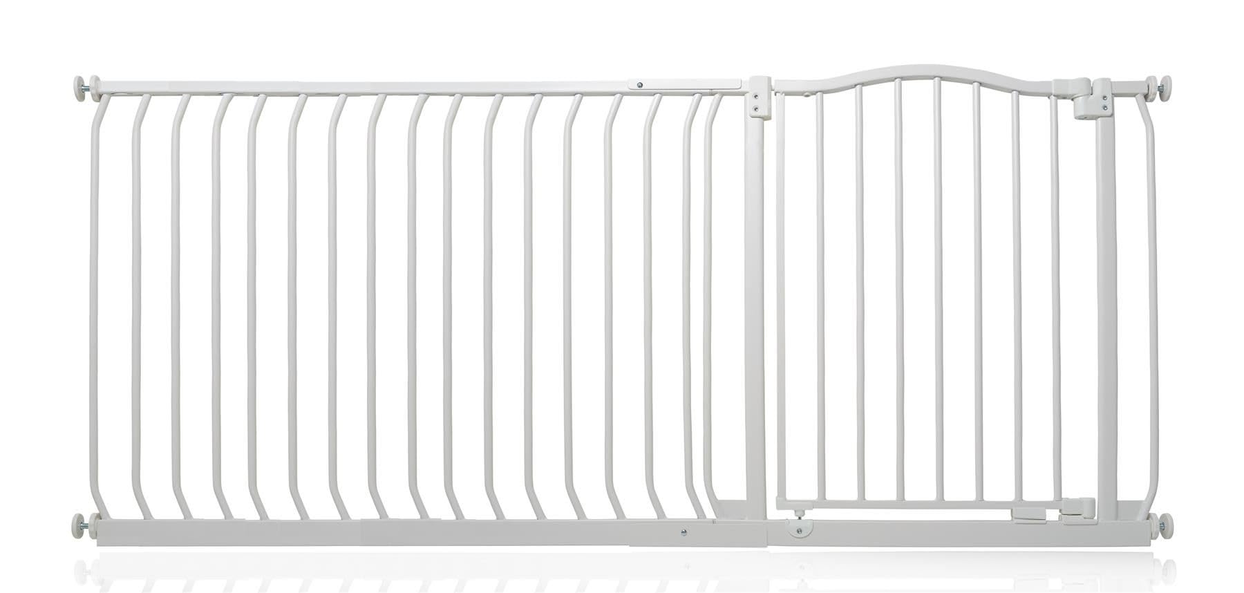 Safetots Matt White Curved Top Safety Gate, 171Cm - 180Cm, Pressure Fit Stair Gate, Baby Gate For Doors Hallways And Spaces, Safety Barrier, Easy Installation