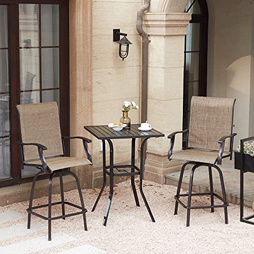 Vicllax Outdoor Swivel Bar Stools-Patio Bar Height Furniture Chair Set, Set Of 2, Black Frame #TOP1