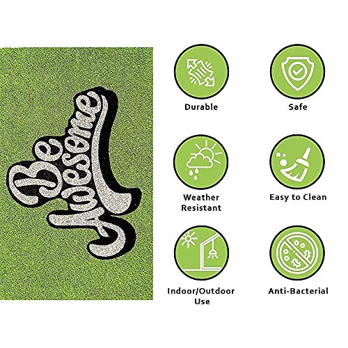 Image of Onlymat inchBe Awesome inch Printed Anti-Slip Doormat (Multicolor) Rectangular Shaped Entryway Rug Natural Coir Material with PVC Backing for Outdoor Entrance Home Multipurpose Mats Floor Door Hall Drawing Room Living Room (75cm x 45cm)