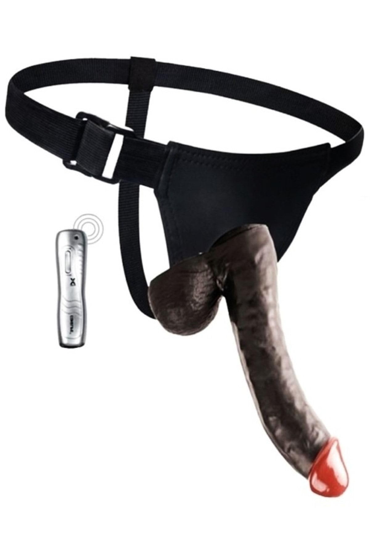 TruvaShop 22 CM Belden Bağlamalı Realistik Zenci Titreşimli Vibratör