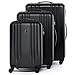 Produktbild FERGÉ Kofferset Hartschale 3-teilig Marseille Trolley-Set - Handgepäck 55 cm, L und XL 3er Set Hartschalenkoffer Roll-Koffer 4 Rollen 100% ABS schwarz