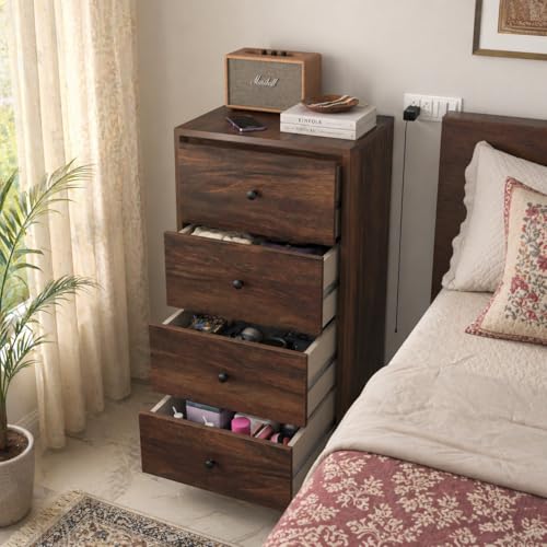 Image of Studio Kook Avon Tallboy Chest of Drawers, 4 Drawers, Matte Finish (Junglewood)