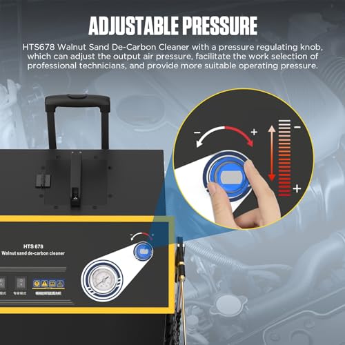 Walnut Blaster Cleaner DUAL Mode HTS678 Walnut Sand De-Carbon Cleaner Engine Carbon Deposition Intake Pipe Valve Cleaner With 23 Car Model Adapters&Adjustable Pressure Gauge&Storage Box 1800W 110/220V