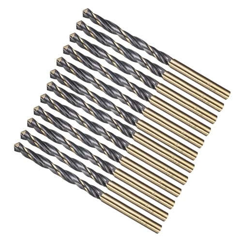 METALLIXITY Brocas (5mm) 12pcs, Acero de Alta Velocidad 4341 Vástago Recto 118° Acabado Negro y Dorado para Cobre Aluminio Madera Plástico Metal de Dureza Media