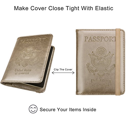 Image of WALNEW Travel Passport Holder, RFID Passport Wallet with Pen | PU Leather Passport Cover Case, Travel Must Haves Accessories, Passport Book Holder for Women Men