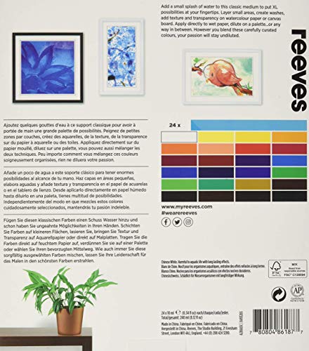Reeves 24-Pack Water Color Paint Set, 10ml (8494252) Assorted color.