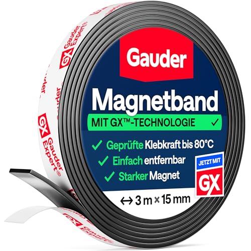 GAUDER Magnetband selbstklebend stark - Magnetstreifen selbstklebend stark - Magnetklebeband zuschneidbar mit optimaler Haftkraft - Klebemagnete mit hoher Magnetkraft - Magnet Klebeband (3 m x 15 mm) GAUDER Magnetband selbstklebend stark - Magnetstreifen selbstklebend stark - Magnetklebeband zuschneidbar mit optimaler Haftkraft - Klebemagnete mit hoher Magnetkraft - Magnet Klebeband (3 m x 15 mm)