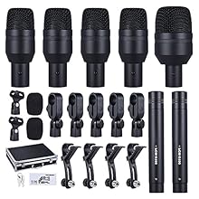 Wired microphones kit designed for capturing the sound of percussion instruments. Big drum microphone features full low frequency response for strong and dynamical bass drums. Condenser mic features wide frequency response and high frequency resoluti...