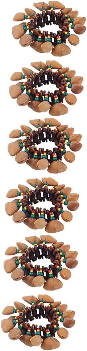 VICASKY 6pcs African Drum Bell Handbell Wrist Bracelets Lightweight Percussion Instrument for Fun and Cheerful Atmosphere Design Delicate Details Easy to Wear and Store