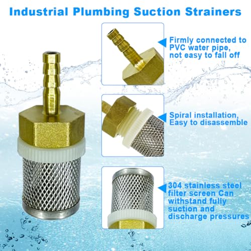 Image of Stainless steel filter copper tube joint 8mm diameter hose connection, garden, swimming pool, fish tank hose filter, Suction Strainers Used to Remove Debris and Reduce Solid Entry(8mm)
